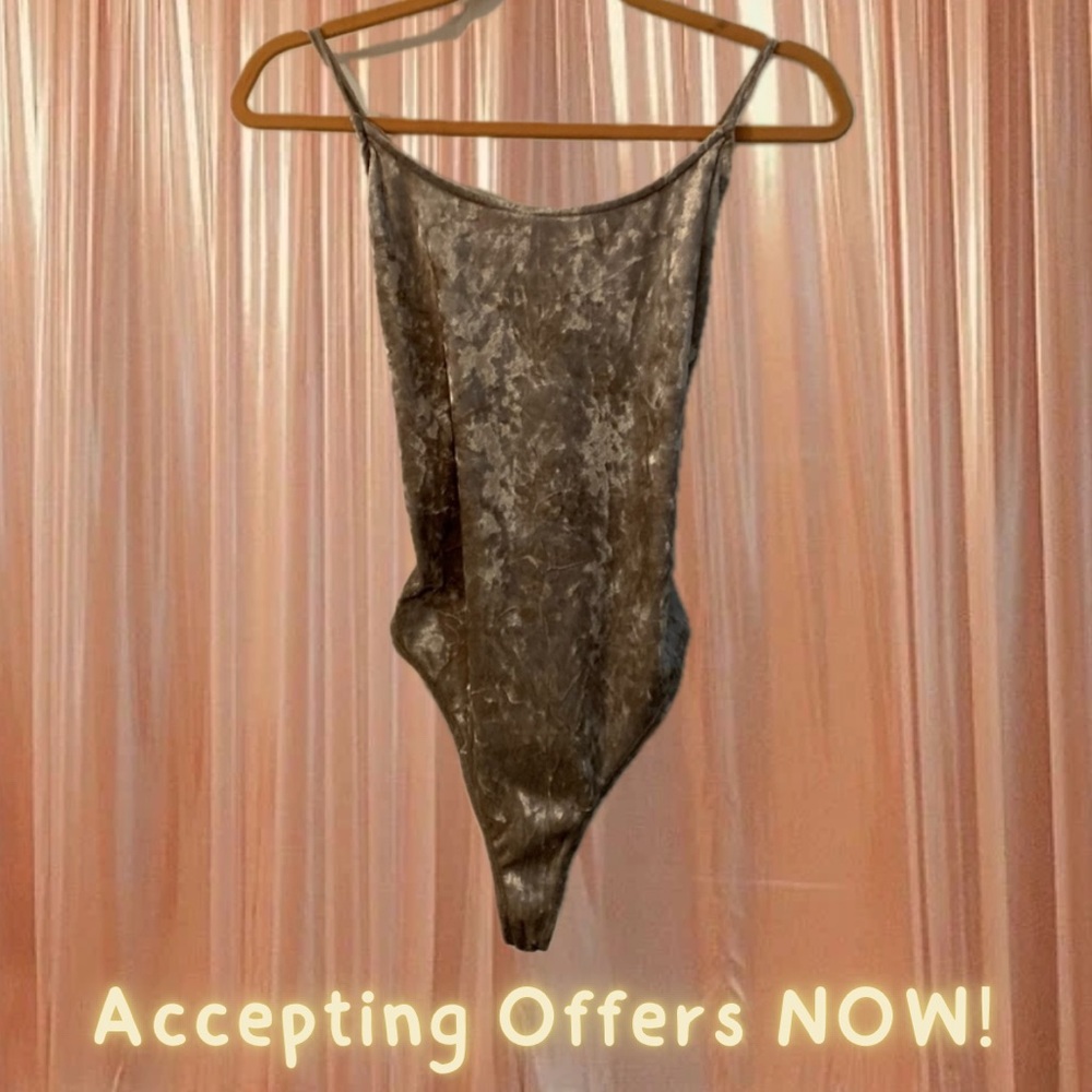 Rose Gold Crushed Velvet Bodysuit